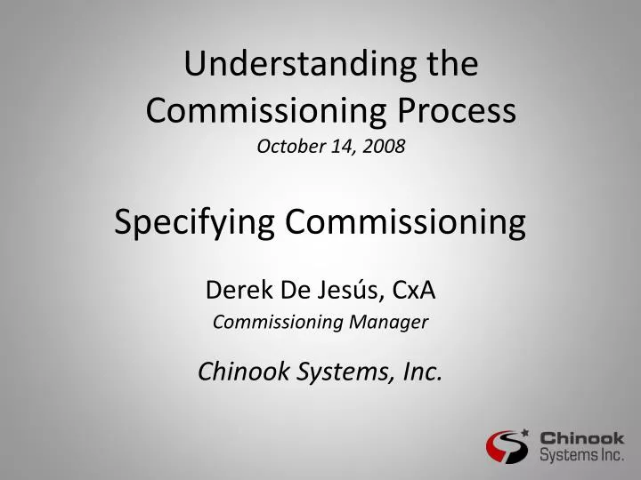 specifying commissioning