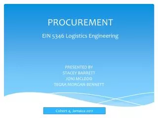 PROCUREMENT EIN 5346 Logistics Engineering
