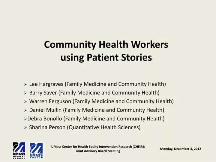 community health workers using patient stories