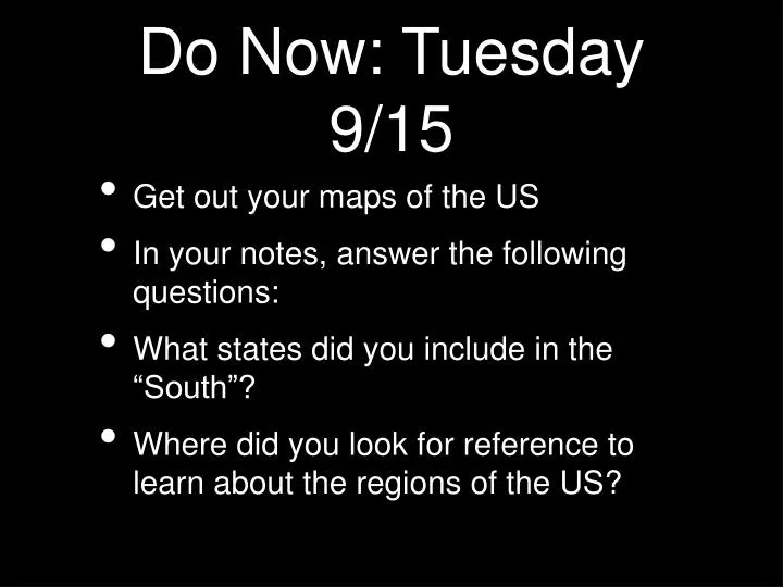 do now tuesday 9 15