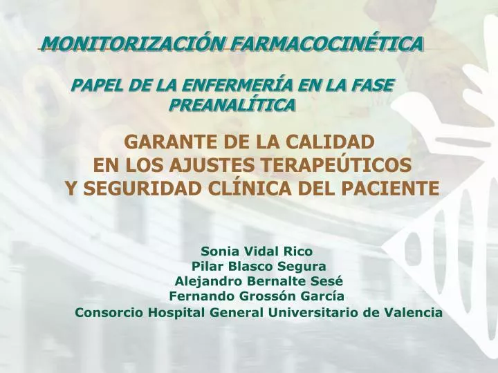 monitorizaci n farmacocin tica papel de la enfermer a en la fase preanal tica