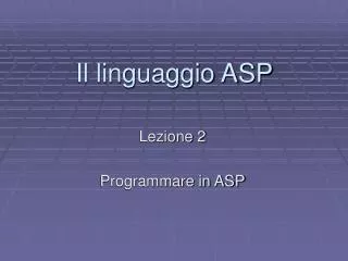 il linguaggio asp