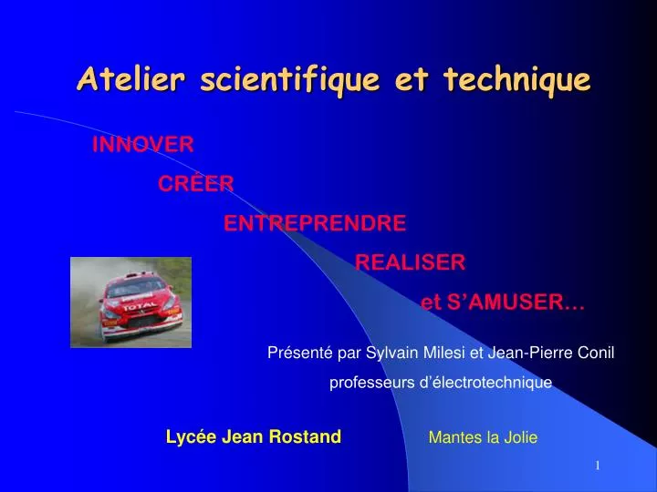 atelier scientifique et technique