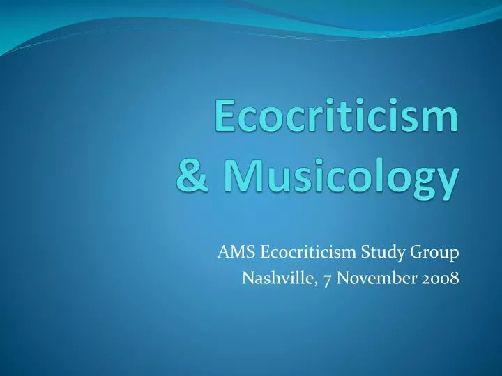 ecocriticism musicology