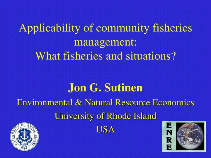 applicability of community fisheries management what fisheries and situations