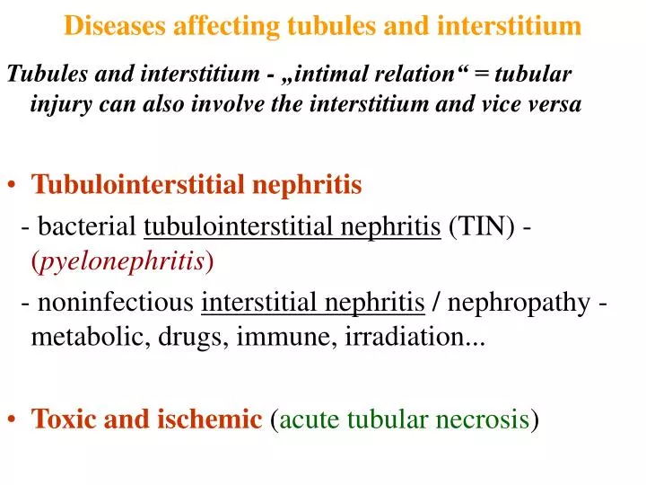 diseases affecting tubules and interstitium
