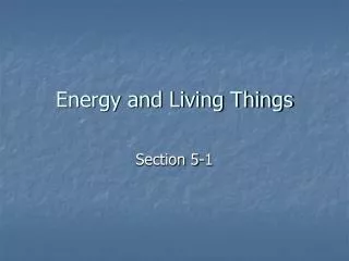 Energy and Living Things
