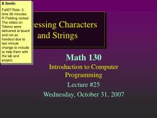 Processing Characters and Strings