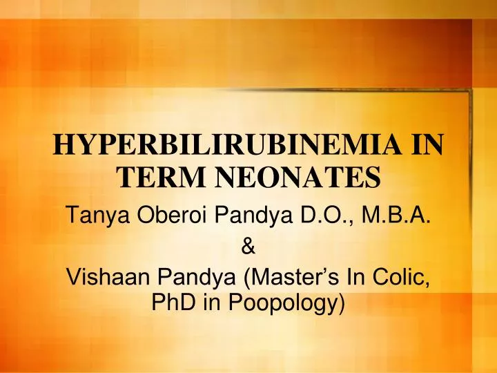 hyperbilirubinemia in term neonates