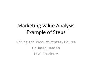 Marketing Value Analysis Example of Steps