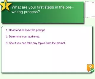 What are your first steps in the pre-writing process?