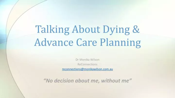 talking about dying advance care planning