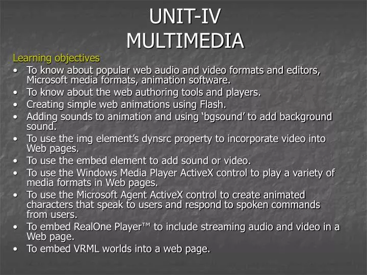 unit iv multimedia