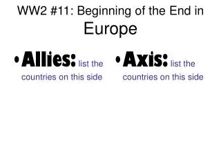 ww2 11 beginning of the end in europe