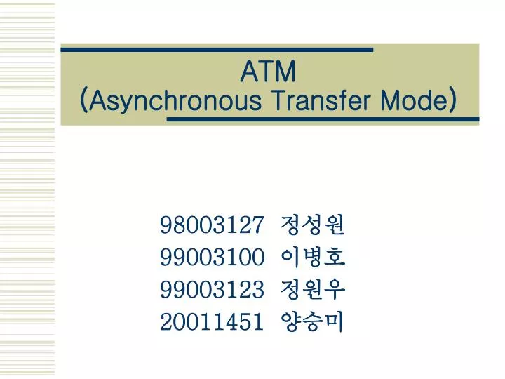 atm asynchronous transfer mode