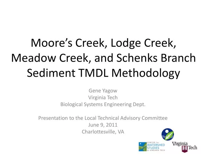 moore s creek lodge creek meadow creek and schenks branch sediment tmdl methodology
