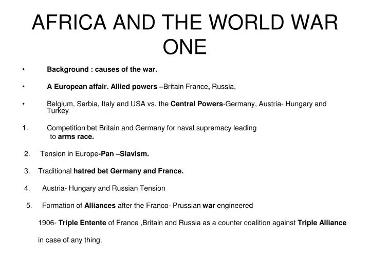 africa and the world war one