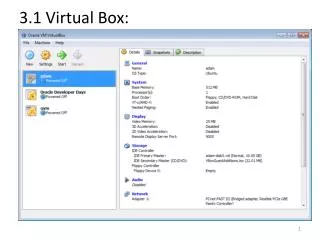 3.1 Virtual Box: