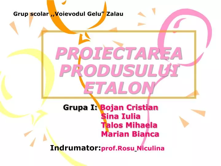 proiectarea produsului etalon