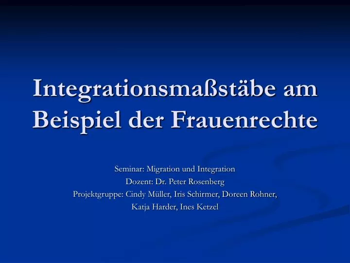 integrationsma st be am beispiel der frauenrechte