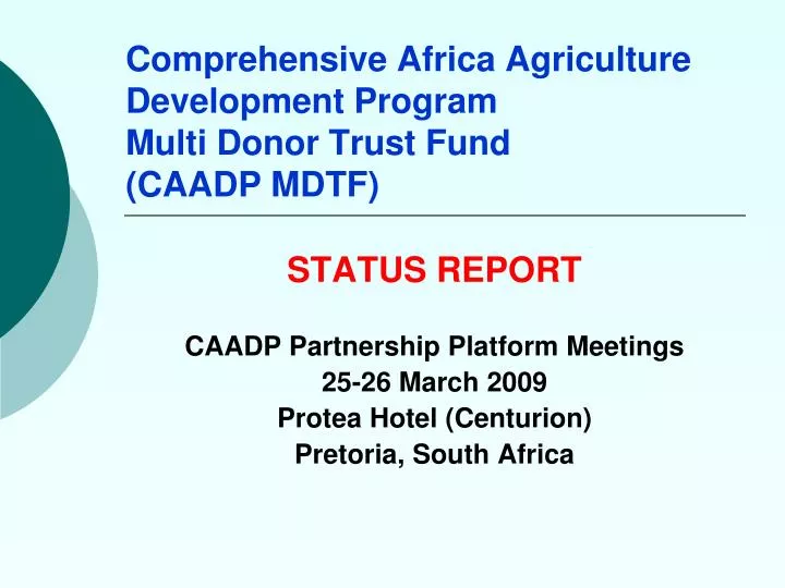 comprehensive africa agriculture development program multi donor trust fund caadp mdtf
