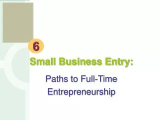 Small Business Entry: Paths to Full-Time Entrepreneurship
