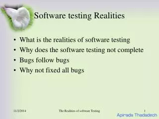 Software testing Realities