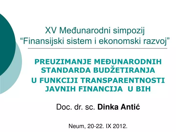 xv me unarodni simpozij finansijski sistem i ekonomski razvoj