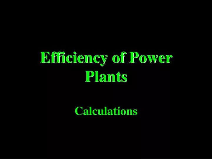 efficiency of power plants
