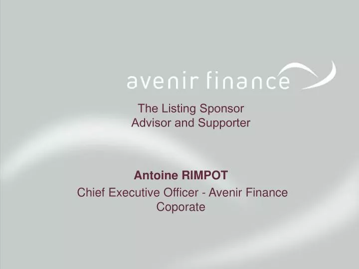 antoine rimpot chief executive officer avenir finance coporate