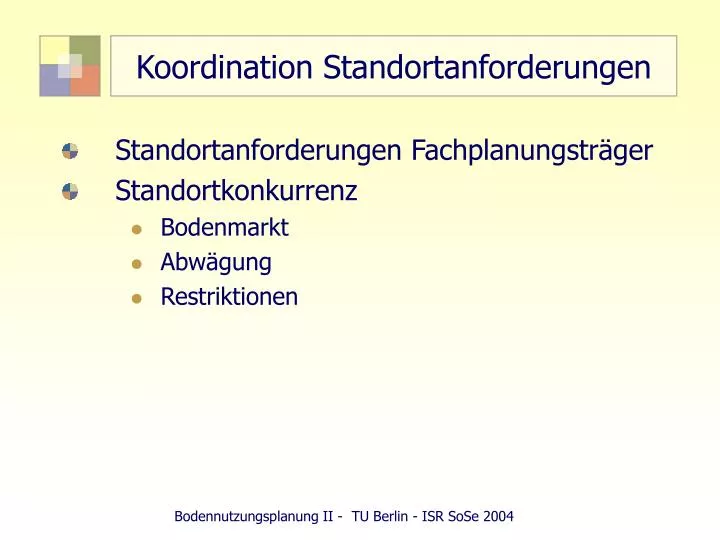 koordination standortanforderungen