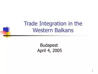 Trade Integration in the Western Balkans