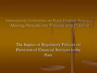International Conference on Rural Finance Research: Moving Results into Policies and Practice