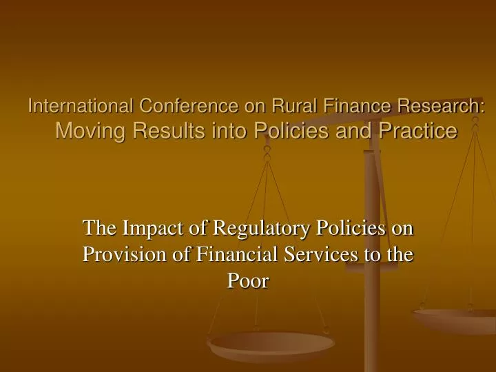 international conference on rural finance research moving results into policies and practice