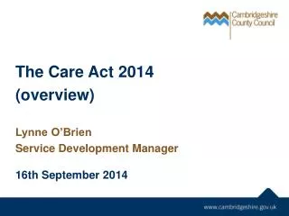 The Care Act 2014 (overview)