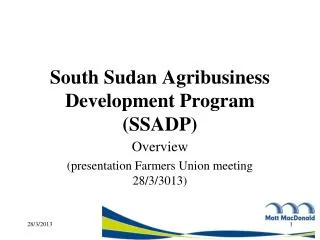 South Sudan Agribusiness Development Program (SSADP)