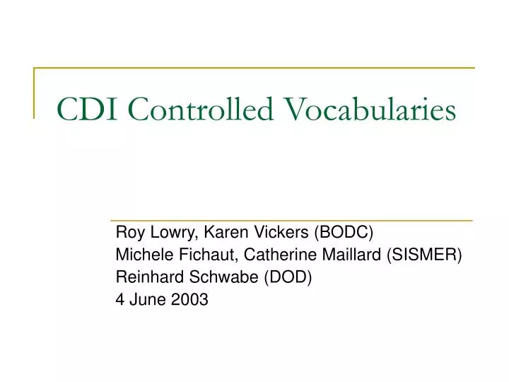 cdi controlled vocabularies