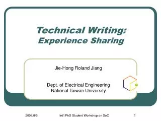 Technical Writing: Experience Sharing