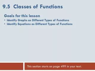 9.5 Classes of Functions
