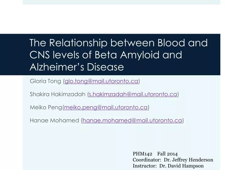 the relationship between blood and cns levels of beta amyloid and alzheimer s disease