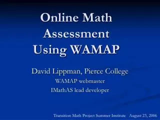 Online Math Assessment Using WAMAP