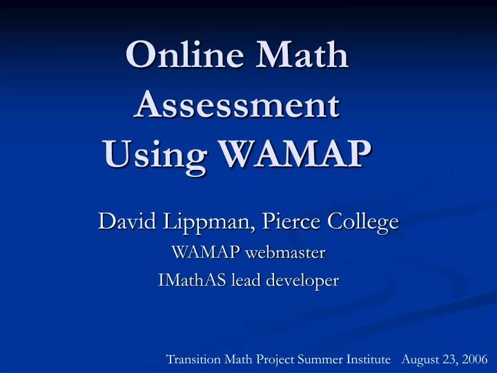 online math assessment using wamap