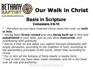 Our Walk in Christ