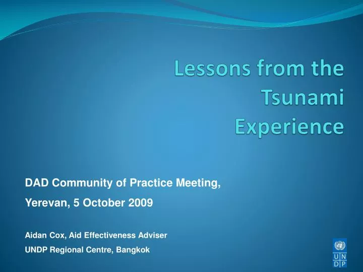 lessons from the tsunami experience
