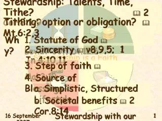 stewardship talents time tithe 2 cor 8 1 9