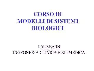 corso di modelli di sistemi biologici