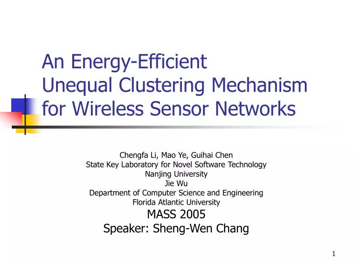 an energy efficient unequal clustering mechanism for wireless sensor networks