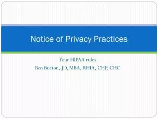 Notice of Privacy Practices