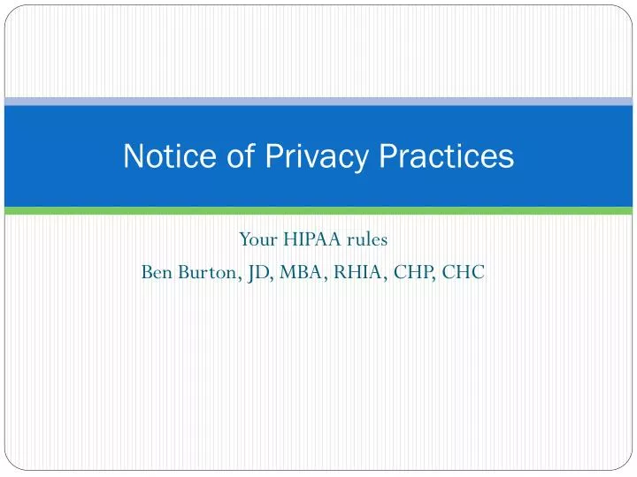 notice of privacy practices