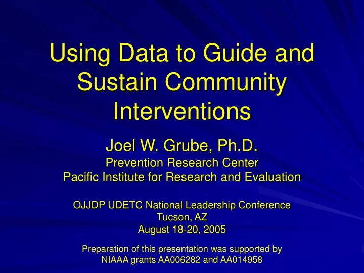 using data to guide and sustain community interventions